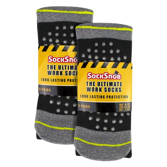 6 Pares de Calcetines de Trabajo para Hombre Antideslizantes | Calcetines de Bota Transpirables y Duraderos con Agarre - Image 2
