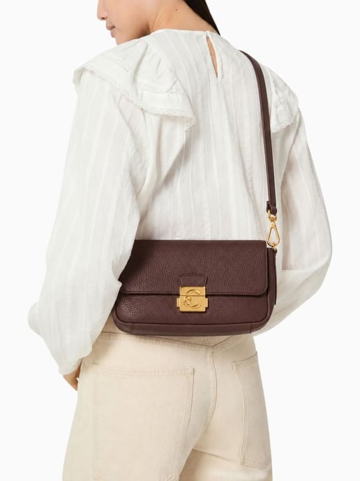 Bolso de Hombro Bos Taurus de Cuero de Ternera Marrón Coccinelle - Image 6