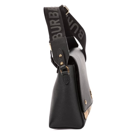 Burberry Note Logo Flap Crossbody  en  negro Cuero de ternero - Image 4