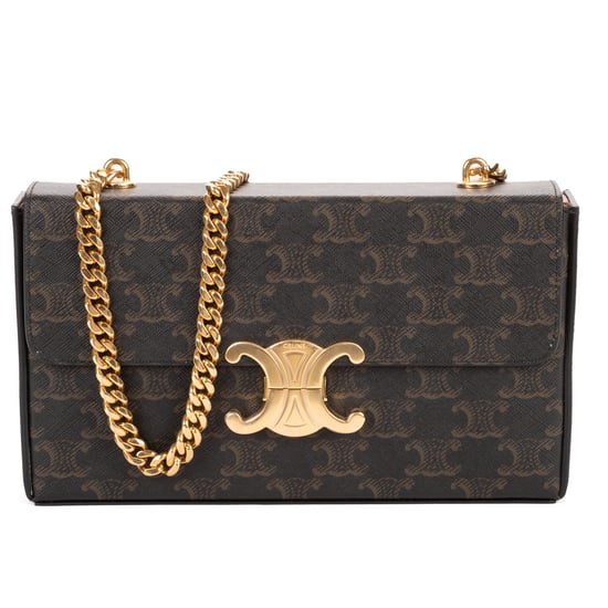 Celine Triomphe Chain Bag en como nuevo Lienzo recubierto - Image 1