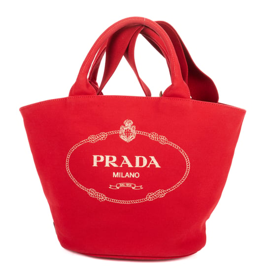 Prada Cabas Tote en rojo Lienzo - Image 1