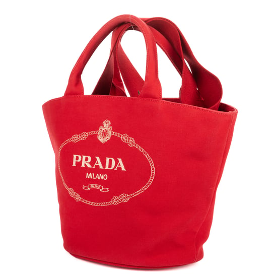 Prada Cabas Tote en rojo Lienzo - Image 2