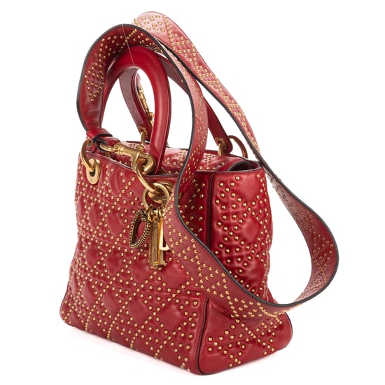 Dior Medium Studded Lady Dior Flap Medium en  Red Cuero de ternero - Image 2