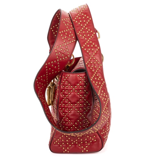 Dior Medium Studded Lady Dior Flap Medium en  Red Cuero de ternero - Image 3