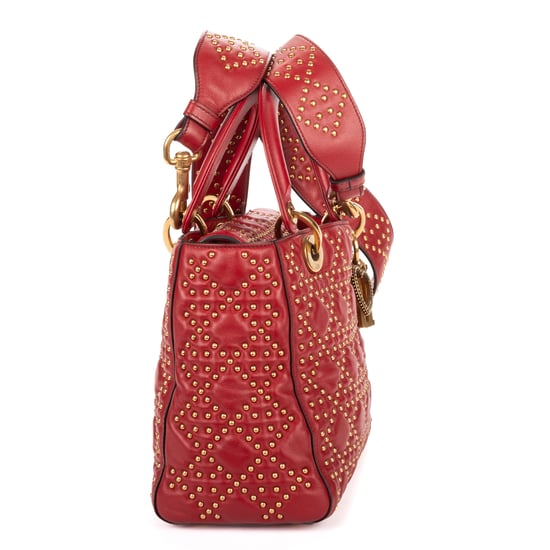 Dior Medium Studded Lady Dior Flap Medium en  Red Cuero de ternero - Image 4