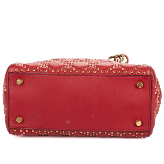 Dior Medium Studded Lady Dior Flap Medium en  Red Cuero de ternero - Image 6
