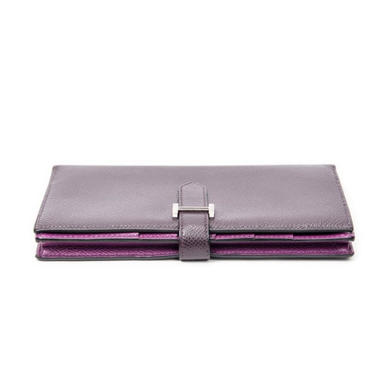 Hermès Bearn Wallet  en  morado Cuero de ternero - Image 3