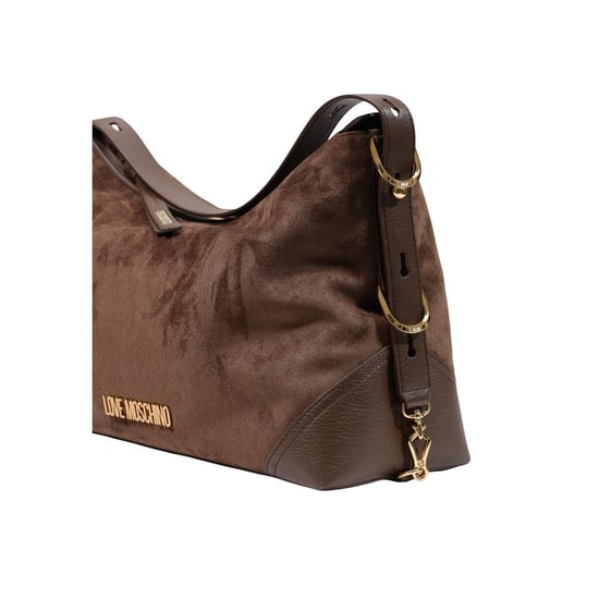 Bolso de mano de poliéster marrón Love Moschino - Image 4