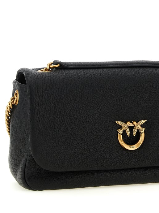 Bolso de Hombro de Cuero de Cordero Negro PINKO - Image 3