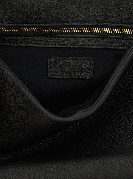 Bolso de Hombro de Cuero de Cordero Negro PINKO - Image 4