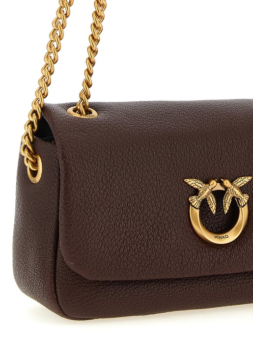 Bolso de hombro de cuero de cordero marrón PINKO - Image 3
