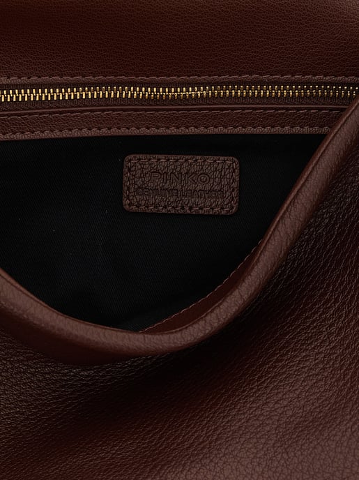 PINKO Bolso de Hombro de Cuero de Cordero Marrón - Image 4
