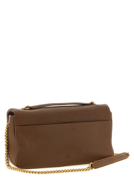 Bolso de Hombro de Cuero de Cordero Marrón PINKO - Image 2