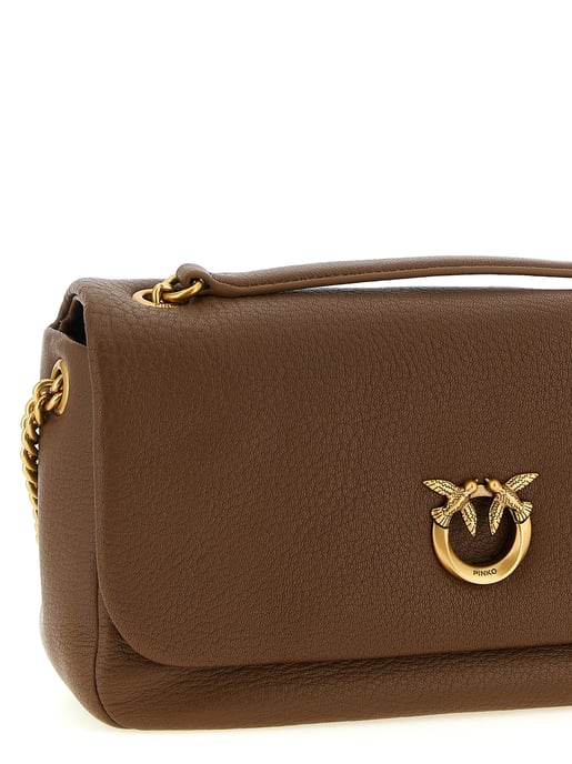 Bolso de Hombro de Cuero de Cordero Marrón PINKO - Image 3