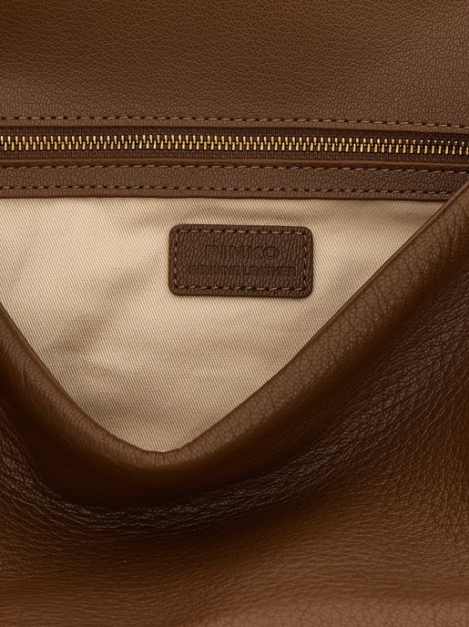 Bolso de Hombro de Cuero de Cordero Marrón PINKO - Image 4