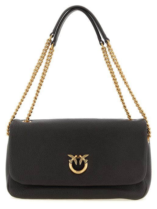 Bolso de Hombro de Cuero de Cordero Marrón PINKO - Image 1
