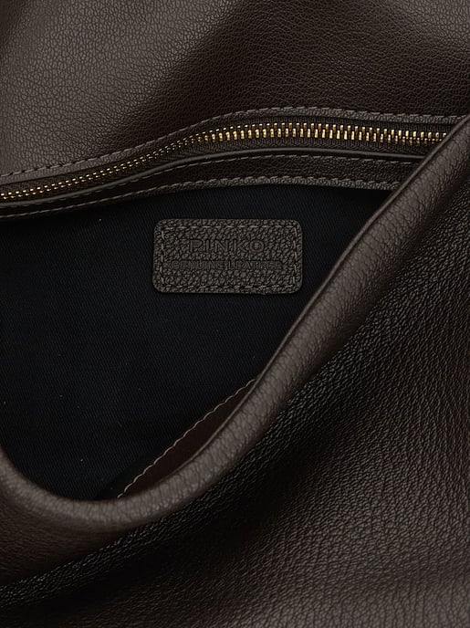 Bolso de Hombro de Cuero de Cordero Marrón PINKO - Image 4