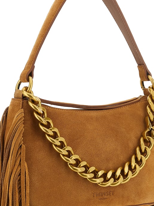 Bolso de hombro de cuero marrón Twinset - Image 3
