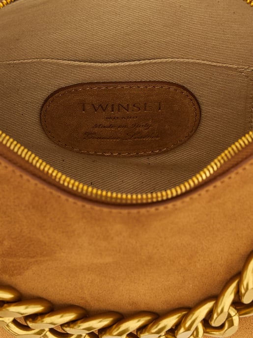 Bolso de hombro de cuero marrón Twinset - Image 4
