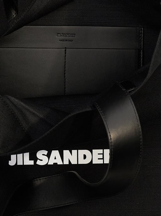 Bolso Tote de Algodón Negro Jil Sander - Image 3