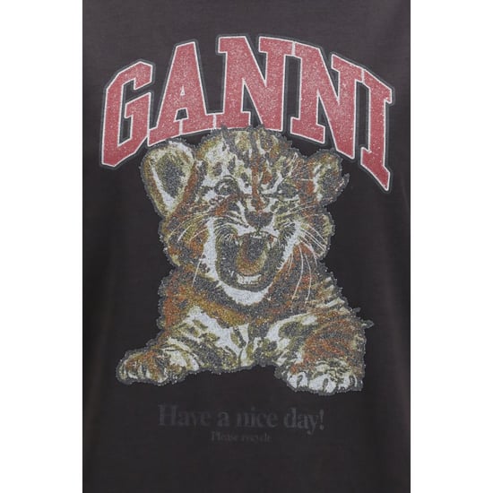Camiseta de algodón negra Ganni - Image 3