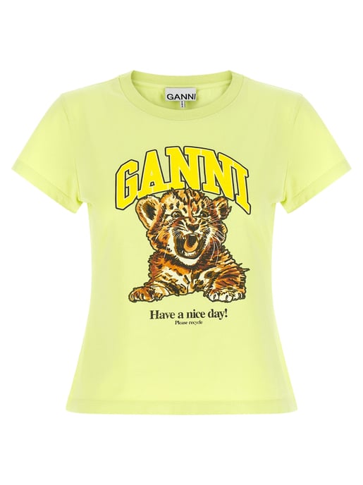 Camiseta de Algodón Bicolor Ganni - Image 1