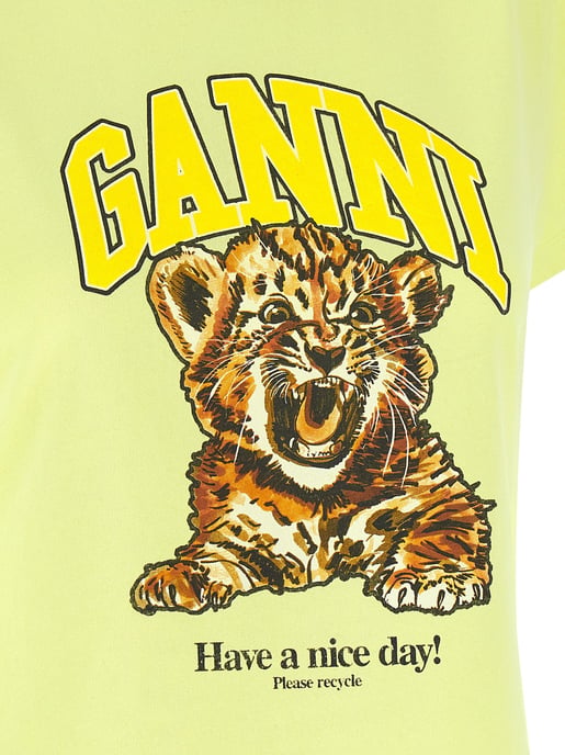 Camiseta de Algodón Bicolor Ganni - Image 4