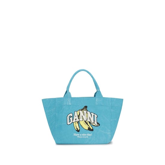 Bolso de Hombro de Algodón Reciclado Azul Ganni - Image 1