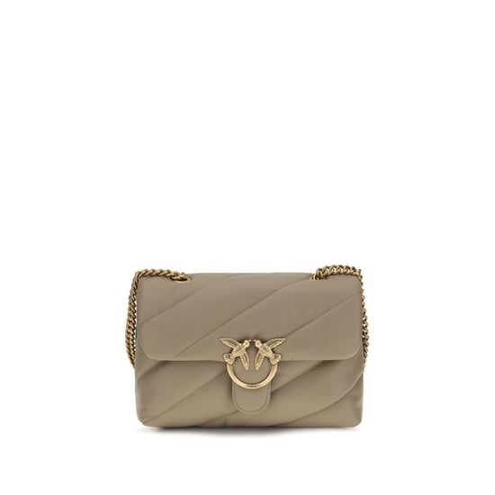 Bolso de Hombro de Cuero de Ternera Gris PINKO Bos Taurus - Image 1