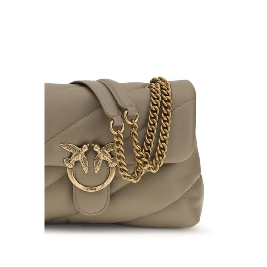 Bolso de Hombro de Cuero de Ternera Gris PINKO Bos Taurus - Image 4