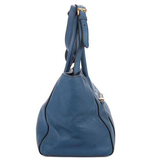 Prada Twin Pocket Double Handle Tote  en  Blue Cuero de ternero - Image 4