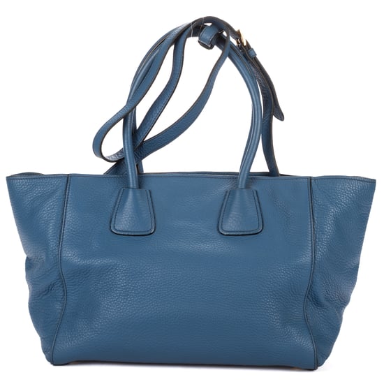 Prada Twin Pocket Double Handle Tote  en  Blue Cuero de ternero - Image 5
