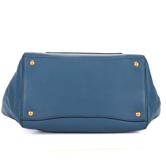 Prada Twin Pocket Double Handle Tote  en  Blue Cuero de ternero - Image 6