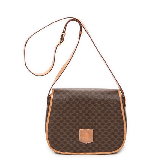Celine Halfmoon Flap Crossbody en beige Lienzo recubierto - Image 1