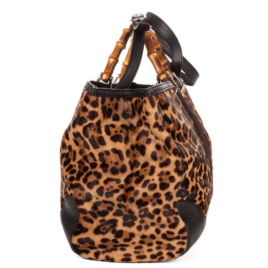 Gucci Bamboo Shopper Tote en Brown Pelos de pantorrilla - Image 4