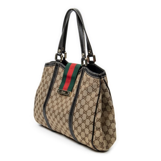 Gucci Web Shoulder Tote en beige Lienzo - Image 2