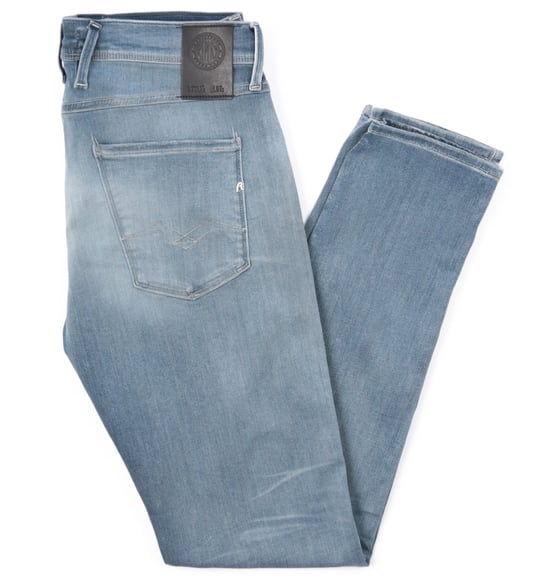 Replay Anbass Hyperflex Bio Slim Fit Jeans - Mid Blue Fade - Image 1