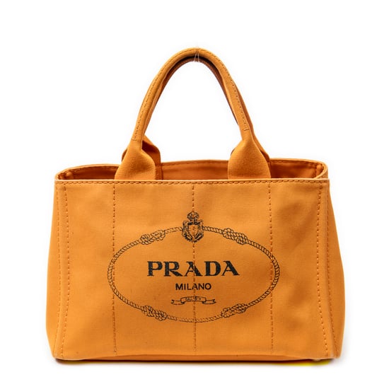 Prada Medium Canapa Tote en naranja Lienzo - Image 1