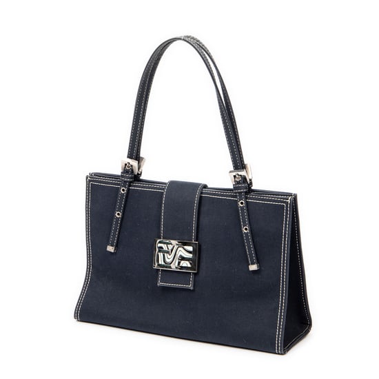 Fendi Vintage FF Marble Tote en Blue Lienzo - Image 2