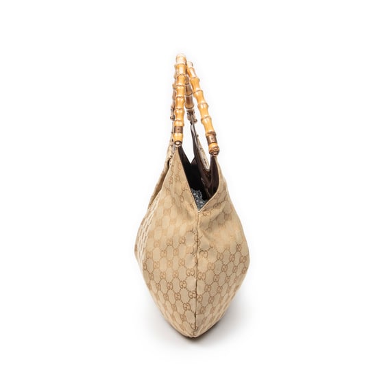 Gucci Large Studded Bamboo Hobo  en  Tan Lienzo - Image 3