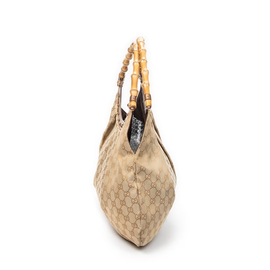 Gucci Large Studded Bamboo Hobo  en  Tan Lienzo - Image 4