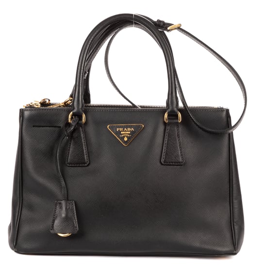 Prada Small Double Zip Galleria Tote Small en negro Cuero de ternero - Image 1