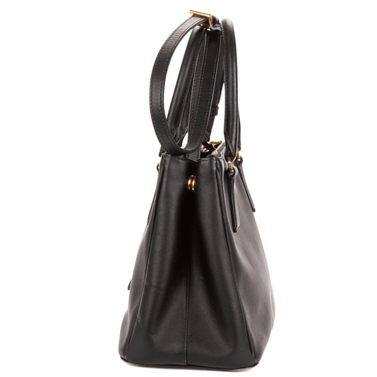 Prada Small Double Zip Galleria Tote Small en negro Cuero de ternero - Image 3