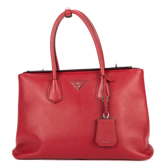 Prada Large Double Tote Large en rojo Cuero de ternero - Image 1