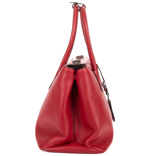 Prada Large Double Tote Large en rojo Cuero de ternero - Image 4