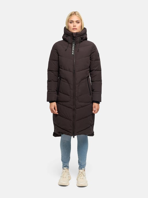 Abrigo de invierno para mujer Marikoo Benikoo con capucha y cuello acanalado – cálido y elegante - Image 6