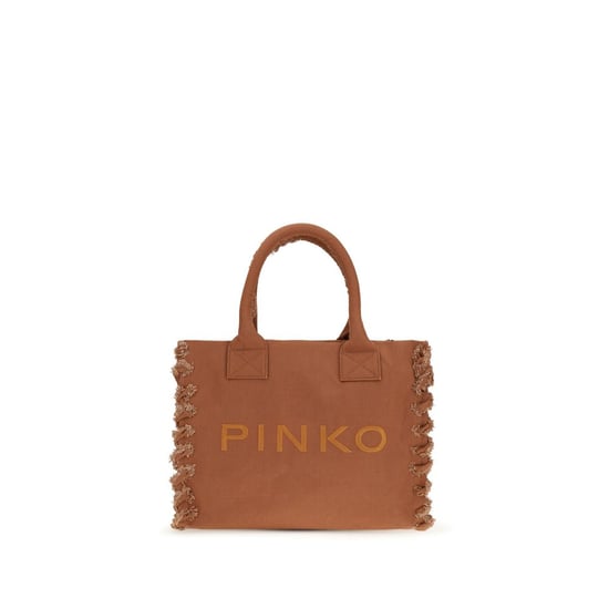 Bolso de Hombro de Algodón Marrón PINKO - Image 1