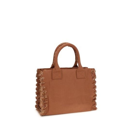 Bolso de Hombro de Algodón Marrón PINKO - Image 3