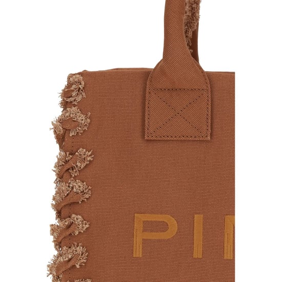 Bolso de Hombro de Algodón Marrón PINKO - Image 4
