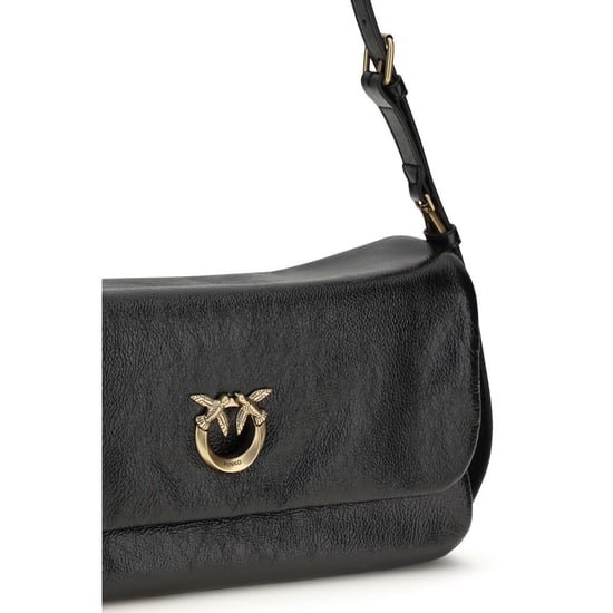 Bolso de hombro PINKO de piel de ternera negra Bos Taurus - Image 4